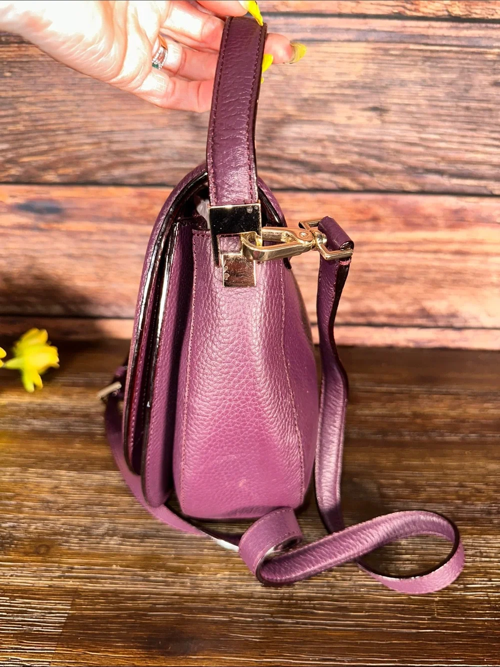 Kate Spade Oliver Street Lilly crossbody bag in Plum Pebbled Leather